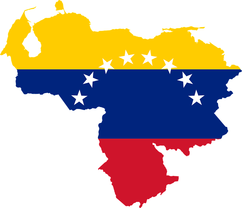 Carte du Venezuela sous fond de drapeau