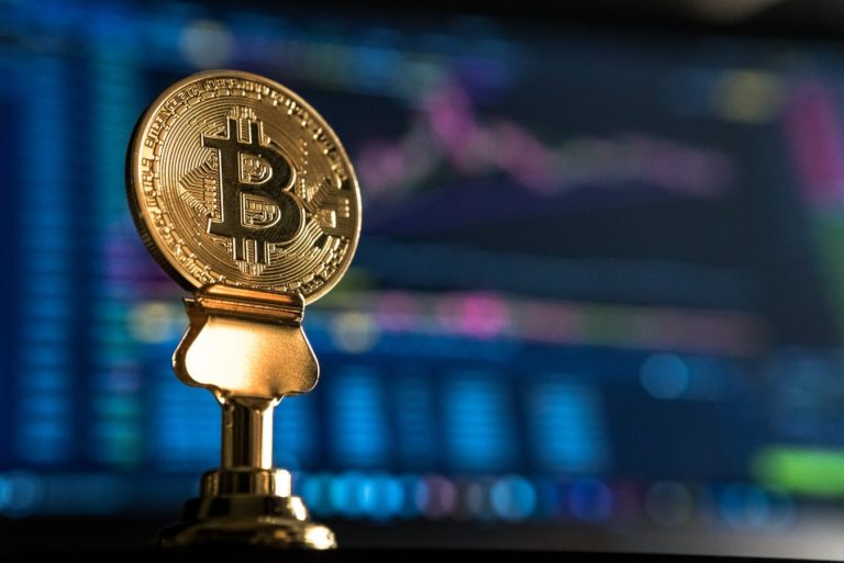 Une pièce de Bitcoin.