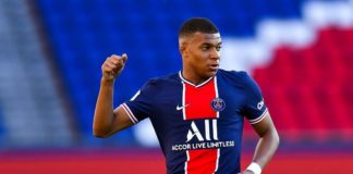 Kylian Mbappé, lors d'un match du PSG à huis clos.